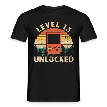 Level 13 freigeschaltet - Männer T-Shirt - Schwarz - Vorne - AI Model Male 178 light (178cm)