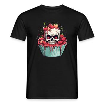 Gruseliges Horror Kirschtörtchen - Happy Halloween - Männer T-Shirt - Schwarz - Vorne - AI Model Male 178 light (178cm)