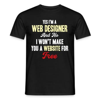 Oui, je suis webdesigner, non, je vais - T-shirt homme - noir - Devant - AI Model Male 178 light (178cm)