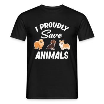 Je suis fier de sauver des animaux Sauveteur de chiens - T-shirt homme - noir - Devant - AI Model Male 178 light (178cm)