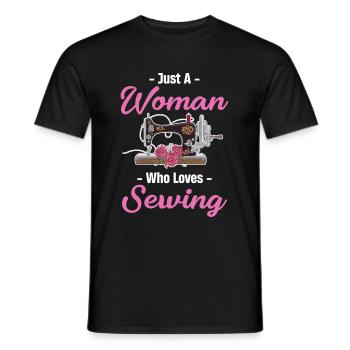 Just a woman who loves to sew - Men's T-Shirt - black - Front - AI Model Male 178 light (178cm)