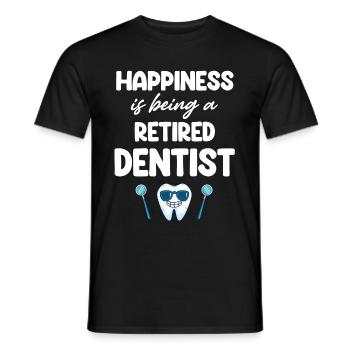 Happiness is being a retired dentist, - Men's T-Shirt - black - Front - AI Model Male 178 light (178cm)