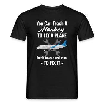 Sie Können Einem Affen Beibringen, Ein Flugzeug - Männer T-Shirt - Schwarz - Vorne - AI Model Male 178 light (178cm)