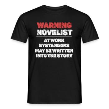 Avertissement romancier au travail romancier - T-shirt homme - noir - Devant - AI Model Male 178 light (178cm)