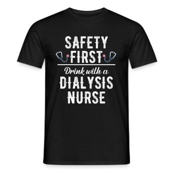 Safety First Drink Mit Einer Dialyseschwester - Männer T-Shirt - Schwarz - Vorne - AI Model Male 178 light (178cm)