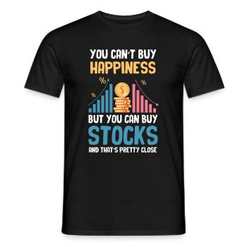 Le bonheur ne s’achète pas, mais on peut acheter des actions - T-shirt homme - noir - Devant - AI Model Male 178 light (178cm)