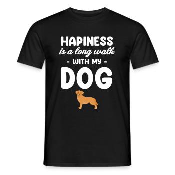 Happiness is a long walk with my dog - Men's T-Shirt - black - Front - AI Model Male 178 light (178cm)