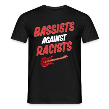 Bassisten Gegen Rassisten Lustiger Gitarrist - Männer T-Shirt - Schwarz - Vorne - AI Model Male 178 light (178cm)