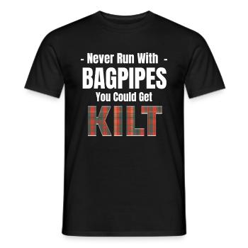 Ne marchez jamais avec une cornemuse, vous pouvez porter un kilt - T-shirt homme - noir - Devant - AI Model Male 178 light (178cm)