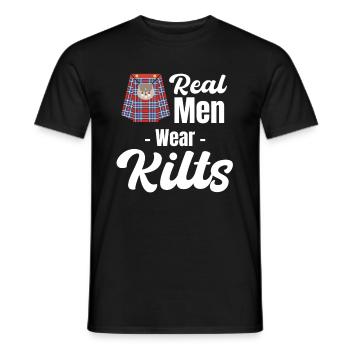 Les vrais hommes portent des kilts kilts écossais - T-shirt homme - noir - Devant - AI Model Male 178 light (178cm)
