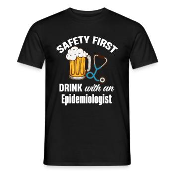 Safety First Drink with a - Men's T-Shirt - black - Front - AI Model Male 178 light (178cm)