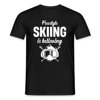 Freestyle skiing believes in - Men's T-Shirt - black - Front - AI Model Male 178 light (178cm)
