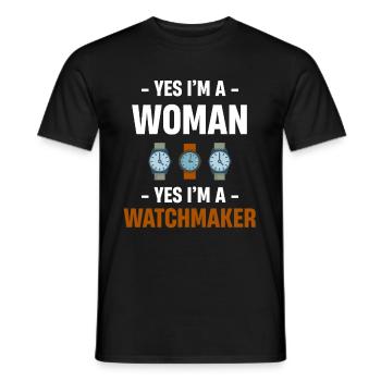 Oui, je suis une femme, oui, je suis horloger, - T-shirt homme - noir - Devant - AI Model Male 178 light (178cm)