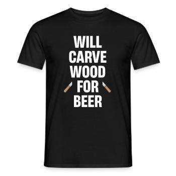 Will Carve Wood for Beer Carver Craftsman - Men's T-Shirt - black - Front - AI Model Male 178 light (178cm)