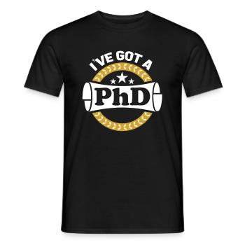 J’ai un doctorat, je suis fier d’être Ph.D. - T-shirt homme - noir - Devant - AI Model Male 178 light (178cm)