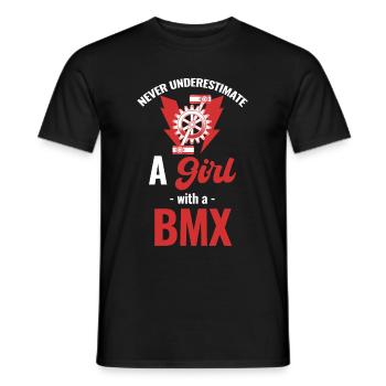 Ne sous-estimez jamais une fille avec un - T-shirt homme - noir - Devant - AI Model Male 178 light (178cm)