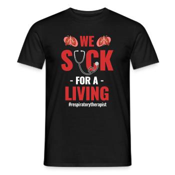 We are looking for a living respiratory therapist - Men's T-Shirt - black - Front - AI Model Male 178 light (178cm)