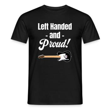 Linkshänder Und Stolz! Gitarrist, Bassist, - Männer T-Shirt - Schwarz - Vorne - AI Model Male 178 light (178cm)