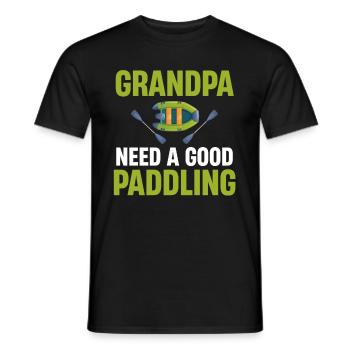 Grandpa needs a good paddling, rafting, - Men's T-Shirt - black - Front - AI Model Male 178 light (178cm)