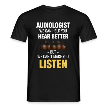 Audiologe: Wir Können Ihnen Helfen, Besser Zu - Männer T-Shirt - Schwarz - Vorne - AI Model Male 178 light (178cm)