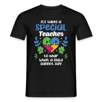 Es Braucht Einen Besonderen Lehrer, Um Zu Hören, - Männer T-Shirt - Schwarz - Vorne - AI Model Male 178 light (178cm)
