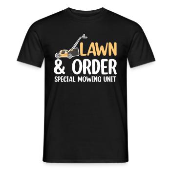 Lawn & Order Special Mowing Unit Funny - Men's T-Shirt - black - Front - AI Model Male 178 light (178cm)