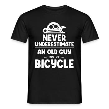 Ne sous-estimez jamais un vieil intestin sur un - T-shirt homme - noir - Devant - AI Model Male 178 light (178cm)