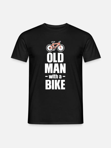 Alter Mann Mit Einem Fahrrad Radfahren Opa - Männer T-Shirt - Schwarz