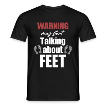 Warning may start talking about feet - Men's T-Shirt - black - Front - AI Model Male 178 light (178cm)