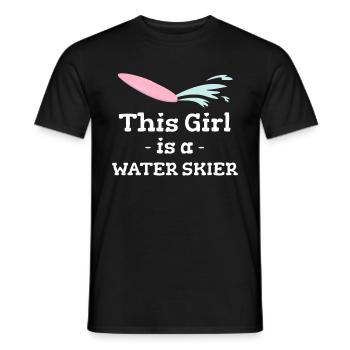 This girl is a water skier jet ski - Men's T-Shirt - black - Front - AI Model Male 178 light (178cm)