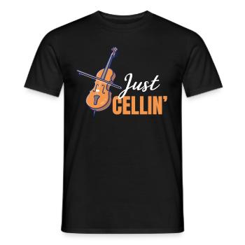 Just Cellin' Funny Cellist Music Orchestra - Men's T-Shirt - black - Front - AI Model Male 178 light (178cm)