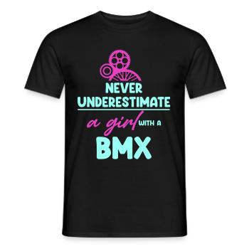 Ne sous-estimez jamais une fille avec un - T-shirt homme - noir - Devant - AI Model Male 178 light (178cm)