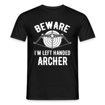 Vorsicht, Ich Bin Linkshänder, Bogenschütze, - Männer T-Shirt - Schwarz - Vorne - AI Model Male 178 light (178cm)