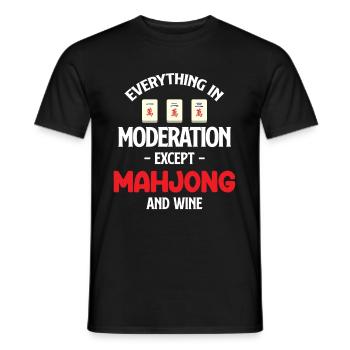 Everything in moderation, except mahjong and wine lottery - Men's T-Shirt - black - Front - AI Model Male 178 light (178cm)
