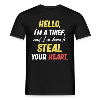 Hallo, Ich Bin Ein Dieb Und Ich Bin Hier, Um Dein - Männer T-Shirt - Schwarz - Vorne - AI Model Male 178 light (178cm)