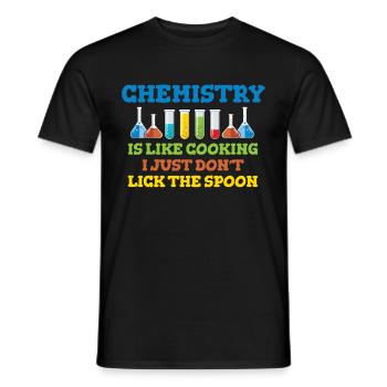 Chemistry is like cooking (just don't lick the spoon) - Men's T-Shirt - black - Front - AI Model Male 178 light (178cm)