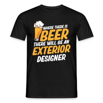 Là où il y a de la bière, il y a aussi un designer extérieur - T-shirt homme - noir - Devant - AI Model Male 178 light (178cm)