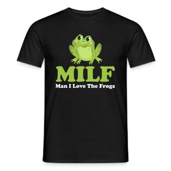 M.I.L.F. Man I Love Frogs Cottagecore - Men's T-Shirt - black - Front - AI Model Male 178 light (178cm)