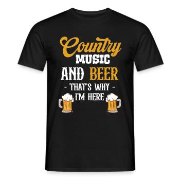 Country-musik Und Bier Darum Bin Ich Hier - Männer T-Shirt - Schwarz - Vorne - AI Model Male 178 light (178cm)