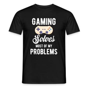 Gaming solves most of my problems. Jollier - Men's T-Shirt - black - Front - AI Model Male 178 light (178cm)