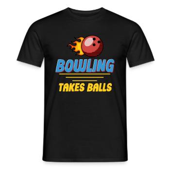 Bowling Takes Balls Puns Lanes Bowler - Men's T-Shirt - black - Front - AI Model Male 178 light (178cm)