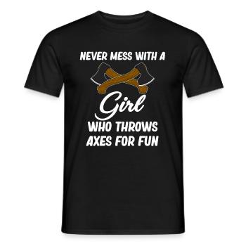 Lege Dich Niemals Mit Einem Mädchen An, Das Zum - Männer T-Shirt - Schwarz - Vorne - AI Model Male 178 light (178cm)