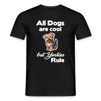 All dogs are cool, but Yorkies rule - Men's T-Shirt - black - Front - AI Model Male 178 light (178cm)