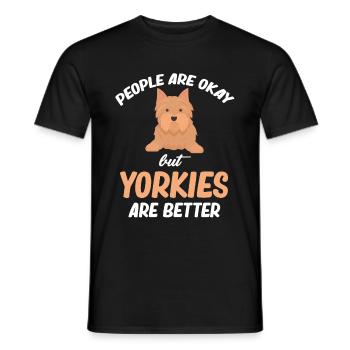 People are okay, but Yorkies are better - Men's T-Shirt - black - Front - AI Model Male 178 light (178cm)