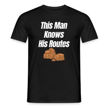 This man knows his routes: bouldering, - Men's T-Shirt - black - Front - AI Model Male 178 light (178cm)