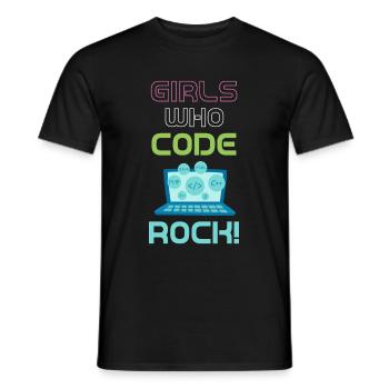 Girls who code, rock! Programmer - Men's T-Shirt - black - Front - AI Model Male 178 light (178cm)