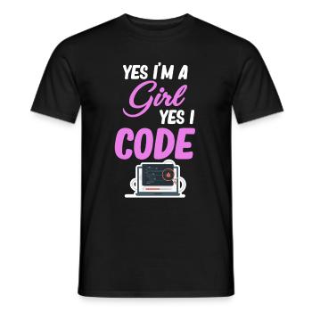 Ja, Ich Bin Ein Mädchen, Ja, Ich Programmiere - Männer T-Shirt - Schwarz - Vorne - AI Model Male 178 light (178cm)