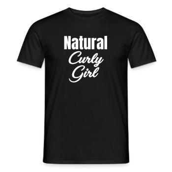 natural curly girl with funny hair, - Men's T-Shirt - black - Front - AI Model Male 178 light (178cm)