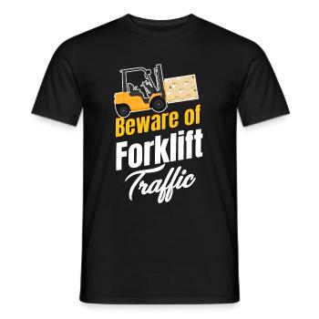 Beware of forklift traffic. - Men's T-Shirt - black - Front - AI Model Male 178 light (178cm)