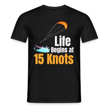 Life starts at 15 knots Funny - Men's T-Shirt - black - Front - AI Model Male 178 light (178cm)